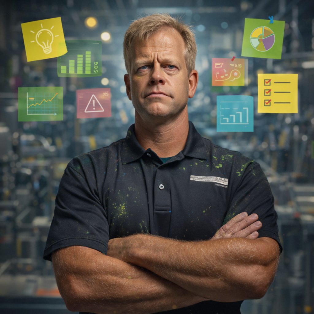 meaning-gap-illustrated-by-factory-worker-covered-in-sticky-notes